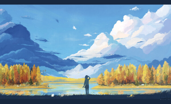 漫畫(huà)山水圖片