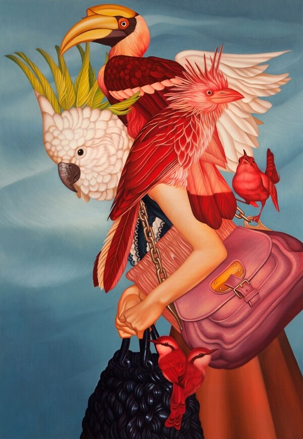 鸟与人插画艺术