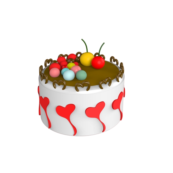 爱心彩色糖果小蛋糕
