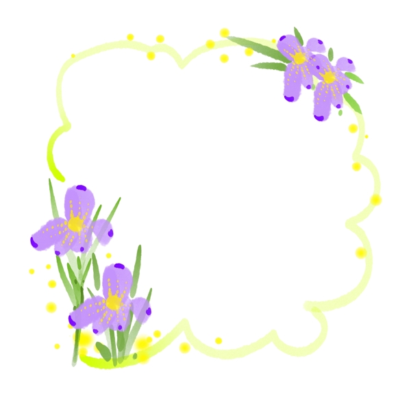 紫色的鲜花边框插画
