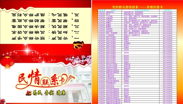 民情聯(lián)系卡圖片