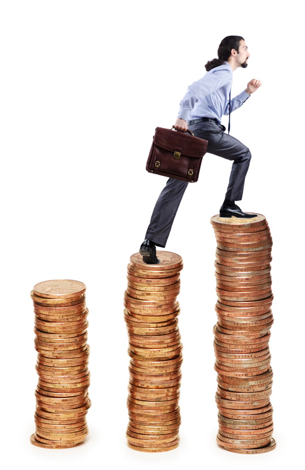 奔跑的商務(wù)男士與金幣圖片