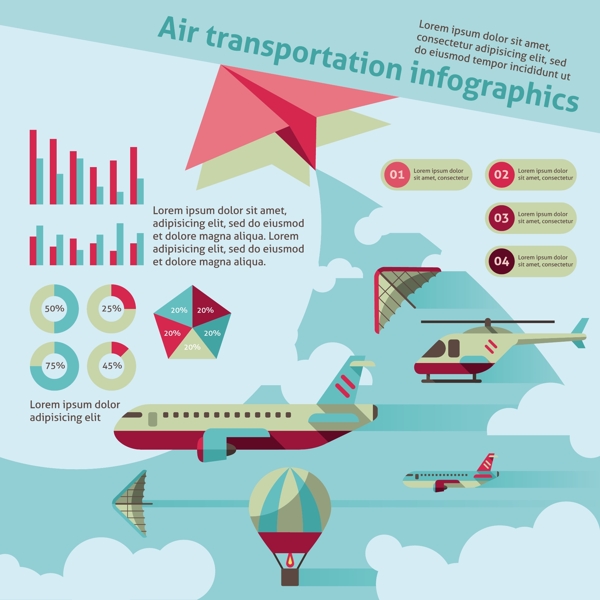 创意航空运输商务信息图矢量素材