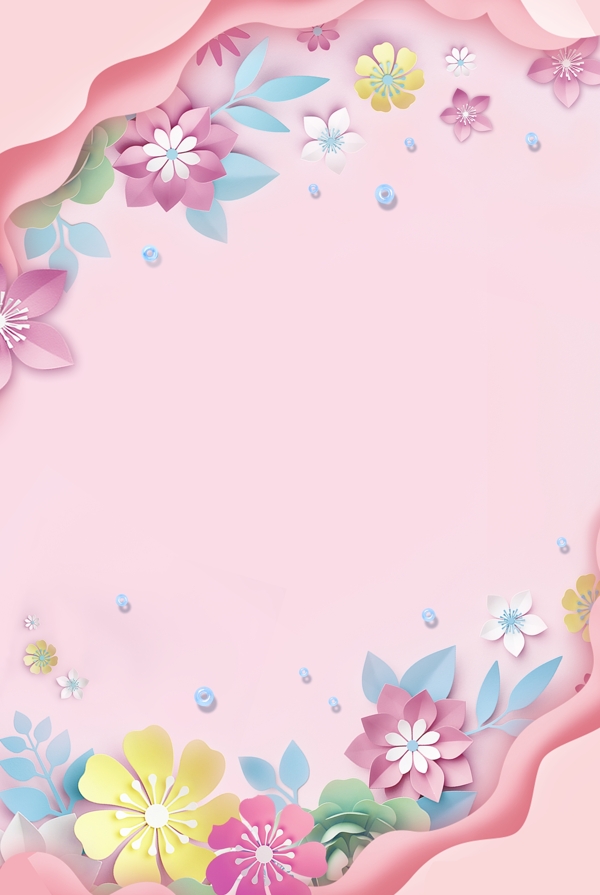 粉色清新立体花朵温馨夏季美妆女王节女神节妇女节上新背景