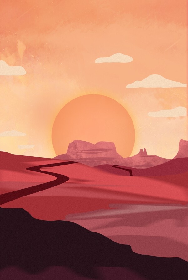 卡通沙漠戈壁背景