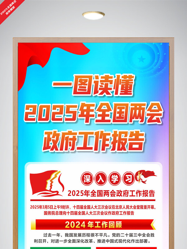 漸變背景2025年全國(guó)兩會(huì)報(bào)告宣傳展架