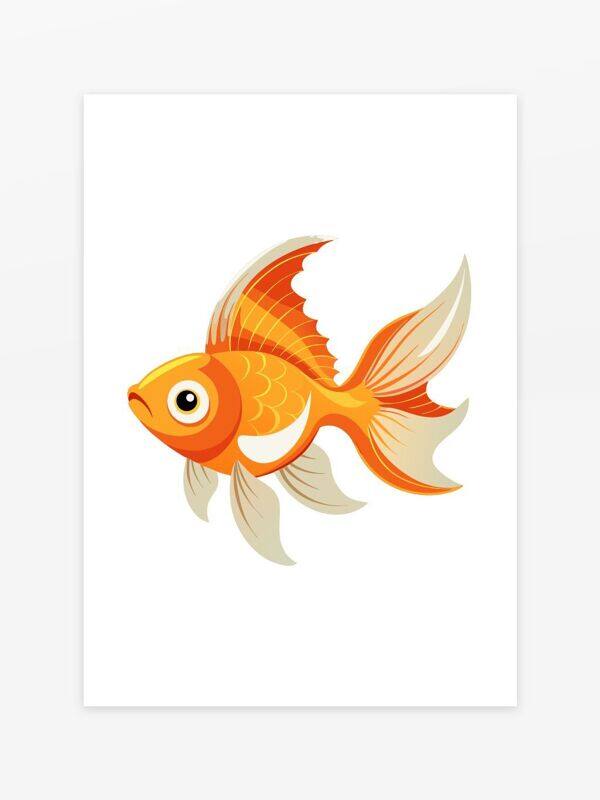 卡通風(fēng)格一條金色手繪金魚