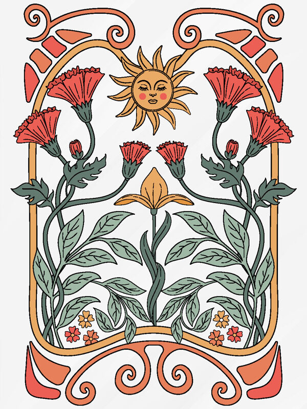 復(fù)古風(fēng)太陽(yáng)花手繪手繪插畫(huà)