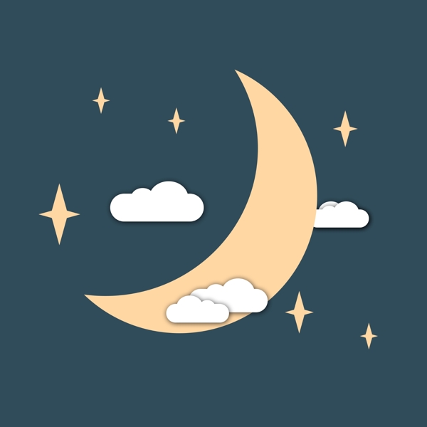 夜空星空月亮扁平化logo