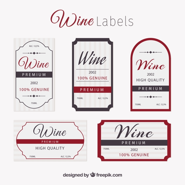 优雅的葡萄酒标签收藏