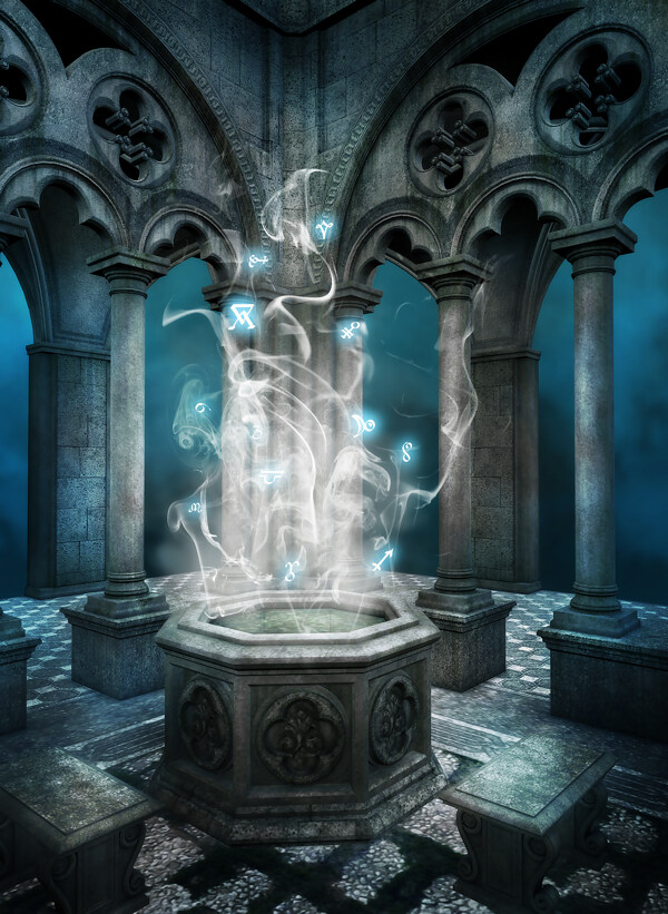 魔法背景石柱宫殿图片