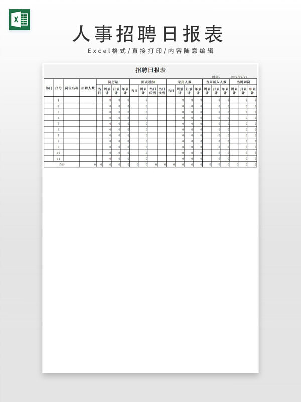 人事招聘日?qǐng)?bào)表
