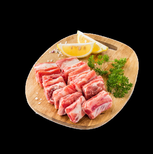 檸檬香草裝飾的精品豬肉排骨