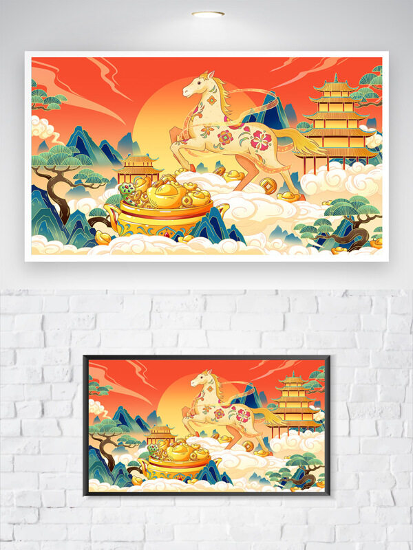 創(chuàng)意國潮風(fēng)手繪新年春節(jié)節(jié)日主題插畫