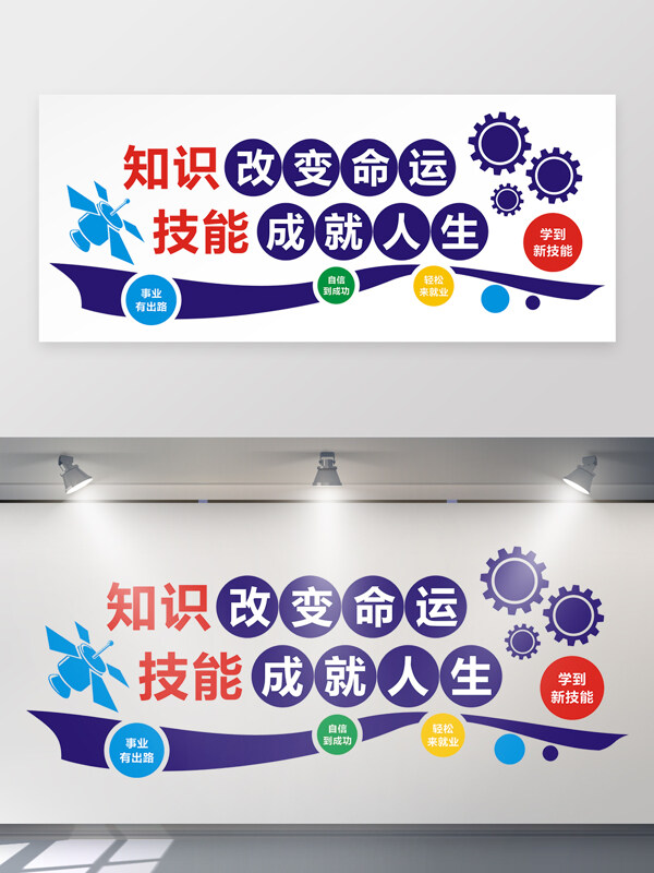 知識(shí)改變命運(yùn)技能成就人生職業(yè)教育文化墻