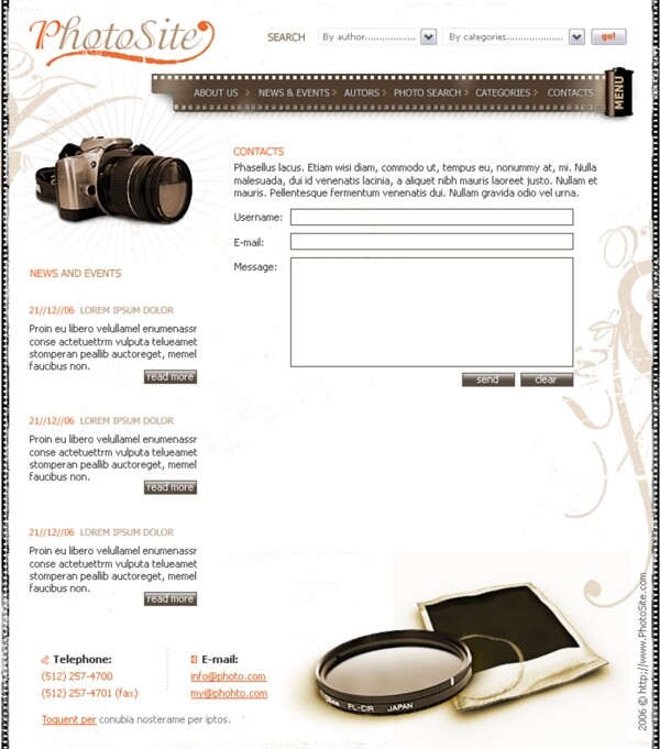 古董相机拍摄器材网页模板