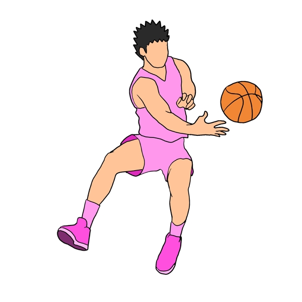 健身运动玩篮球插画
