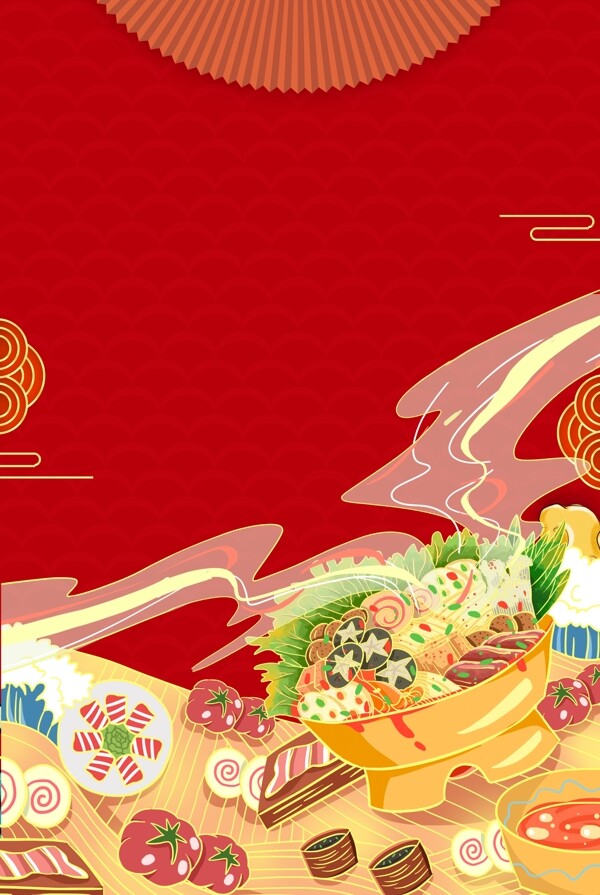 中国风国潮美食美味高清背景图片