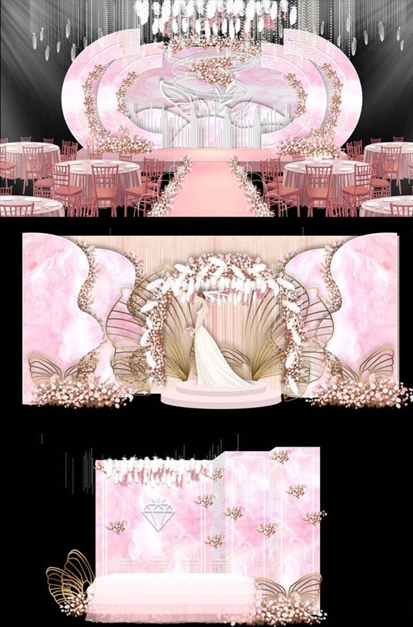 粉色大理石造型婚礼图片