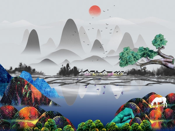 新中式背景墻