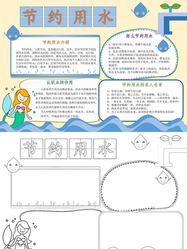 精美节约用水节水知识手抄报