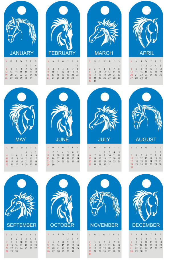 2014马年标签月历