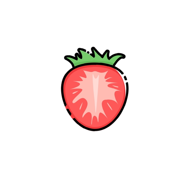 半颗卡通红色草莓水果