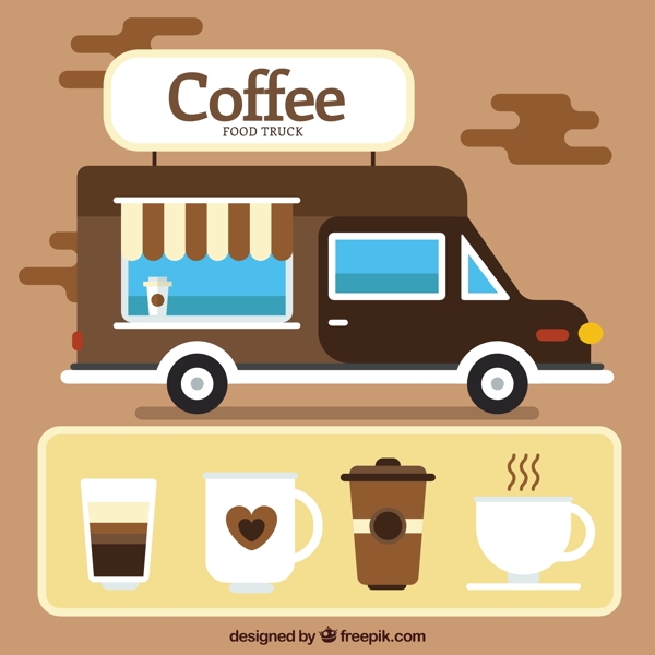 平板设计中的元素咖啡车