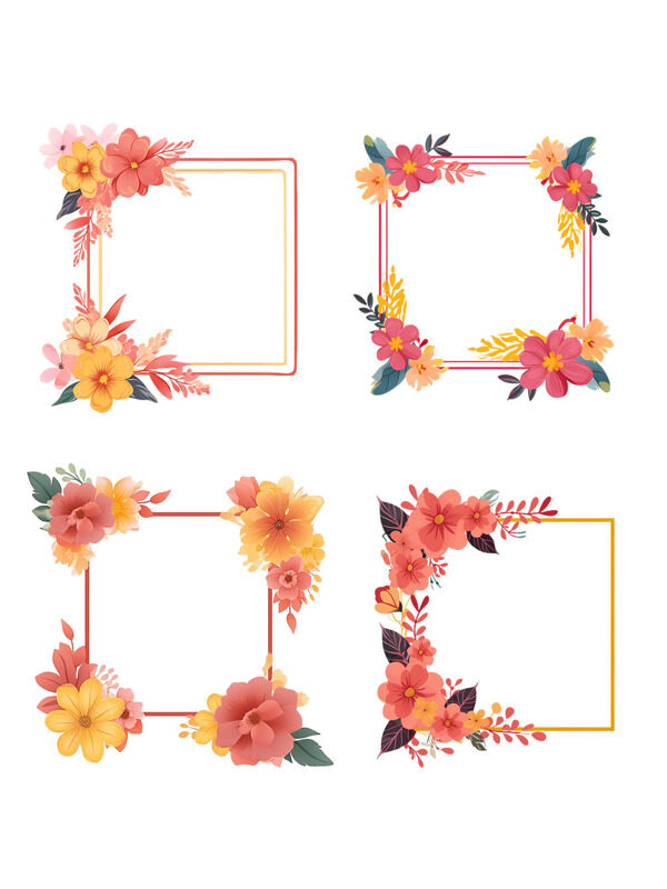 创意花卉装饰图案花框