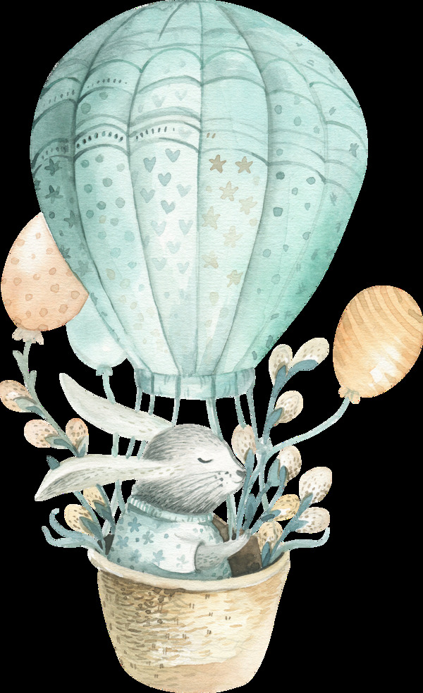 小清新手绘热气球装饰图案