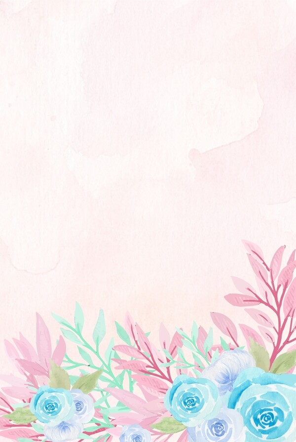 粉色手绘花朵清新浪漫边框背景