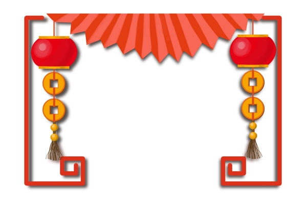 手繪紅色新年邊框