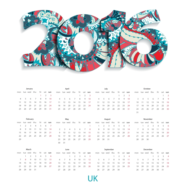 2016日歷