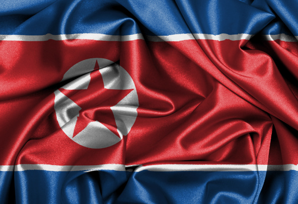 朝鲜绸缎国旗图片
