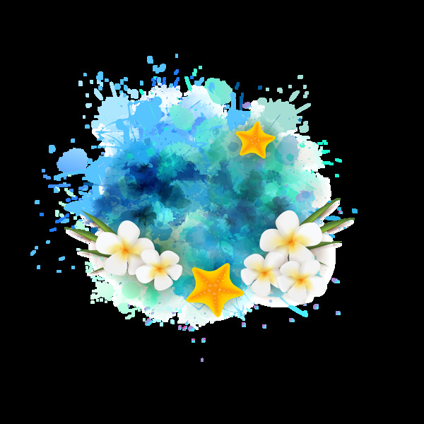 夏季絢麗手繪插畫元素