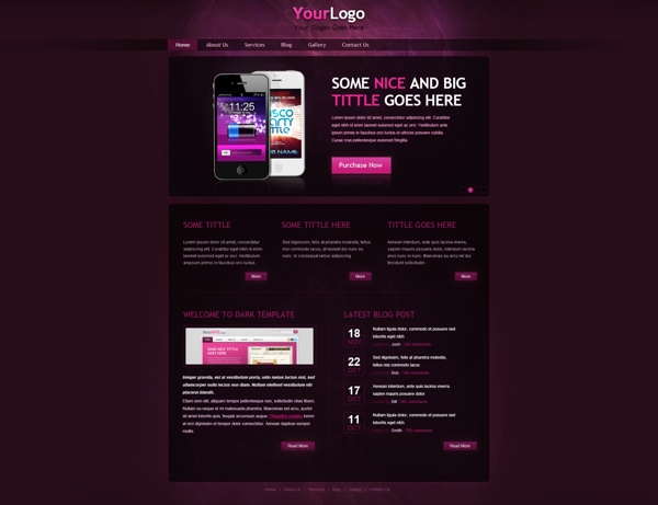紫色手机电子企业科技网站模板