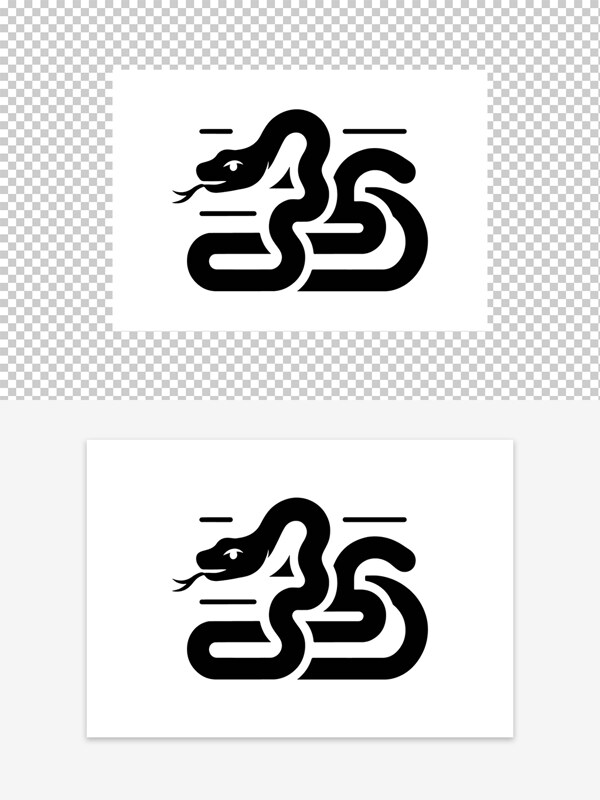 简约手绘黑白蛇图案