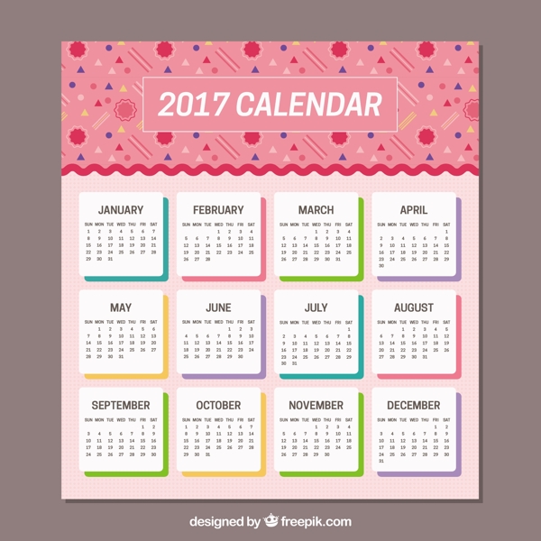 粉红色的孟菲斯日历