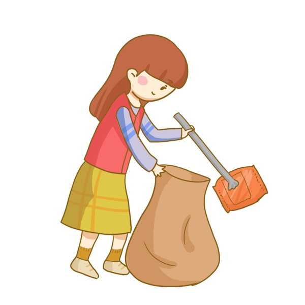 志愿者社区服务捡垃圾免抠PNG素材