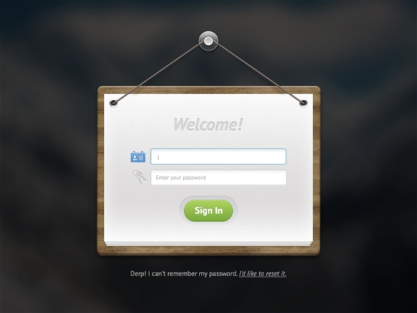 木吊牌登录面板PSD
