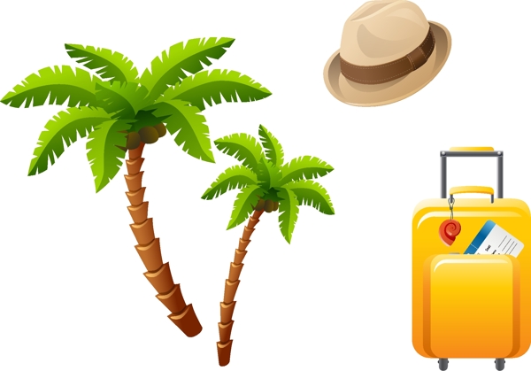 行李箱椰子树帽子