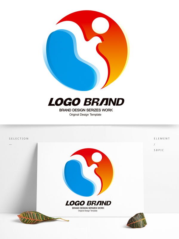 简约现代红蓝飞鸟公司标志LOGO设计