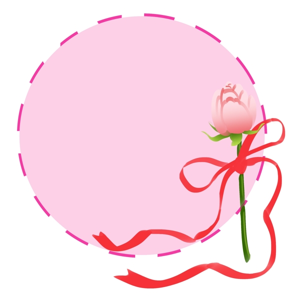 粉色玫瑰花边框插画