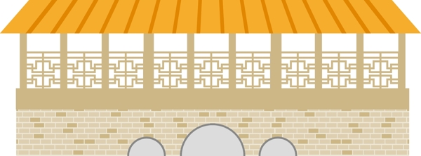 中国古代建筑物手绘矢量元素背景装饰套图7