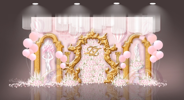 粉色浪漫婚礼效果图设计