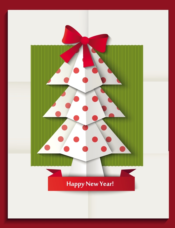 2014的圣诞节和新年贺卡矢量01折纸