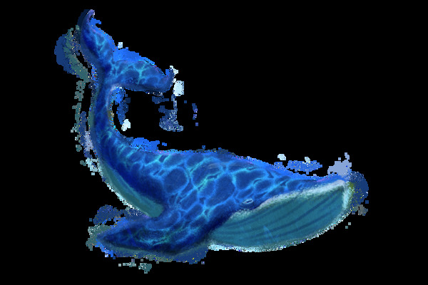 蓝色游泳的鲸鱼免抠png透明素材