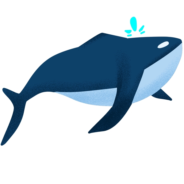 可爱手绘蓝色小鲸鱼插画