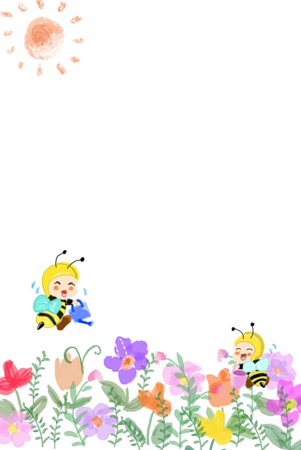 花丛中的蜜蜂主题边框