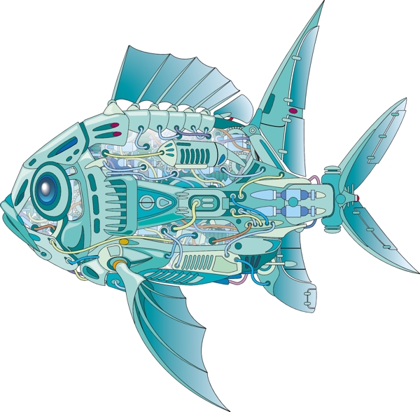 机器鱼的内部构造矢量素材